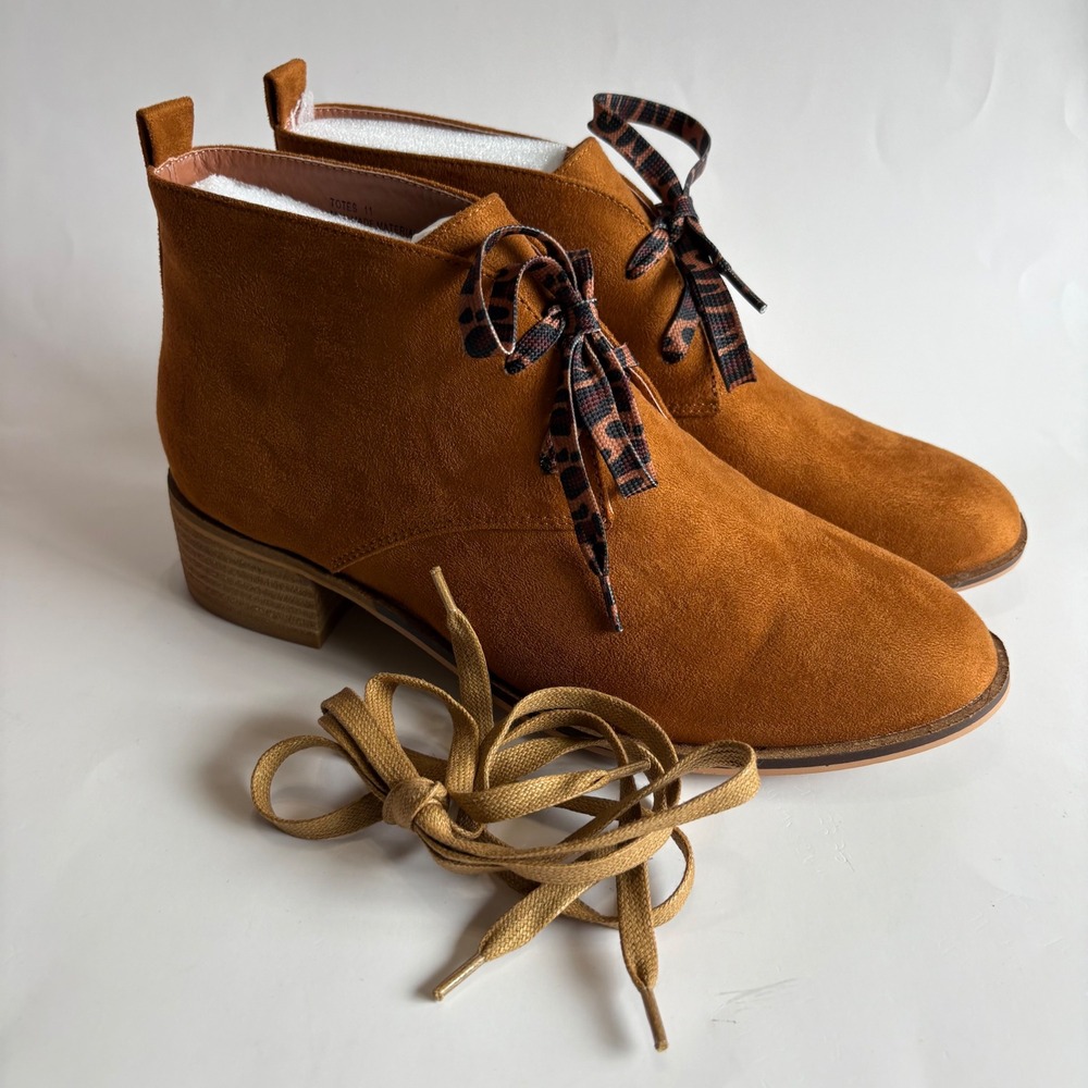 Hey Girl by Corkys Totes Bootie Women's 11 Cognac Suede Heeled Ankle Boots NEW